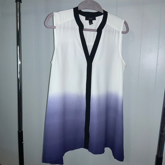 Alfani Sleeveless Ombré Handkerchief hem top Sz 12 contrast trim - Picture 1 of 6